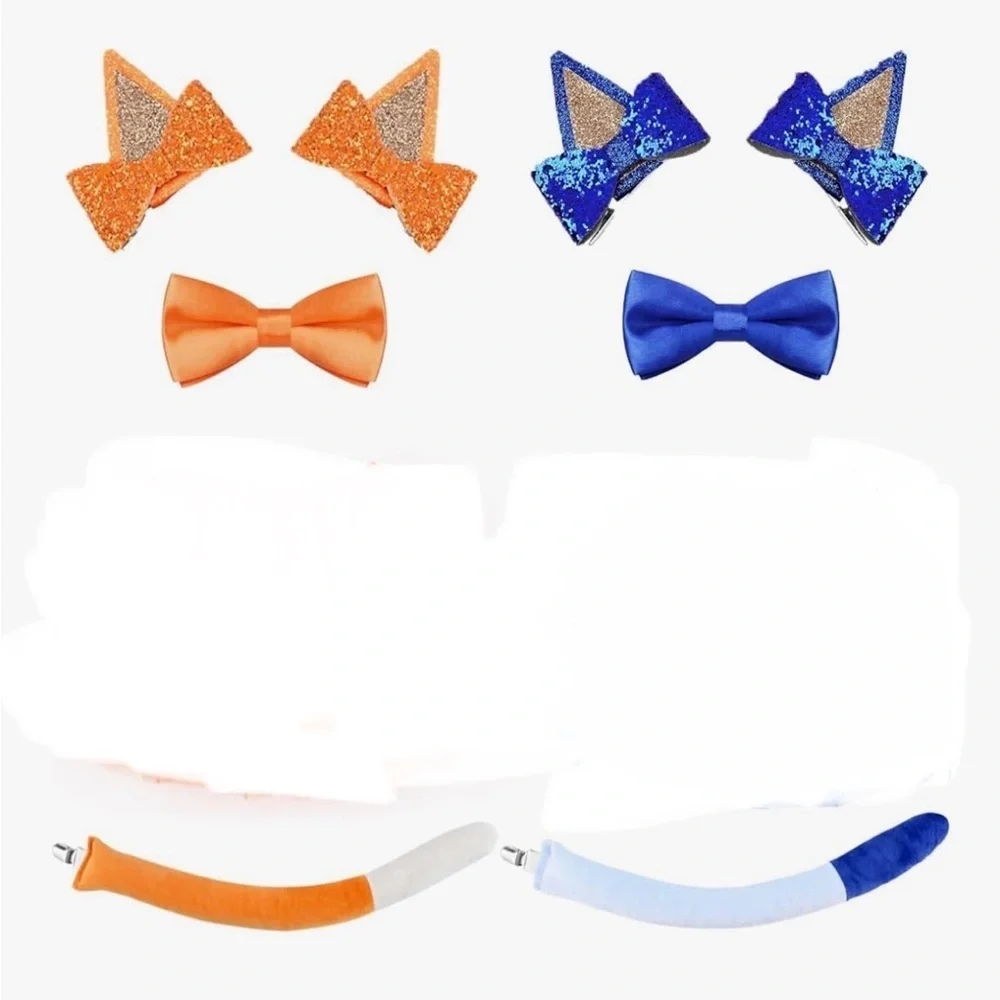 NEW Bluey and Bingo color themed Costume Set - ears + tail +bow ties + gloves